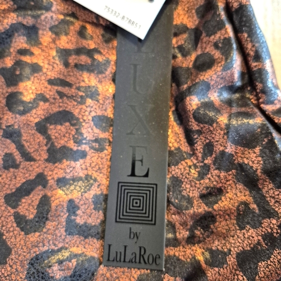 LuLaRoe Rise Luxe line women's size 3X leggings black copper animal print NWT - Picture 3 of 8